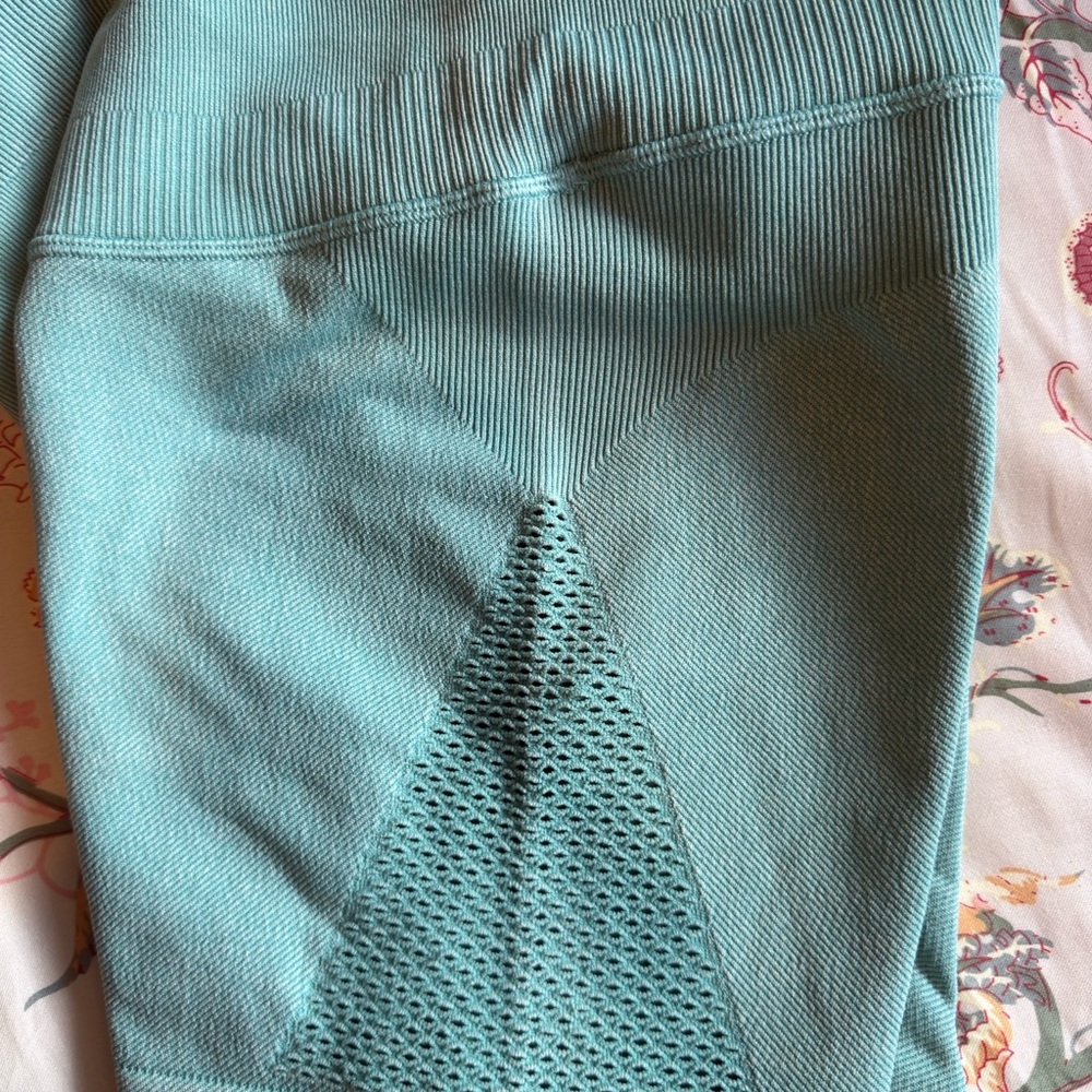 Women's joyLab Athletic Shorts in Teal & Brazilian padded workout top on Rust - Picture 6 of 7